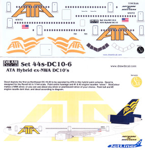 1/144 Scale Decal ATA - American Trans Air DC-10 Hybrid