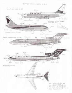 1/200 Scale Decal Western / Ansetta-Ana 737 / CP Air / Braniff International 727