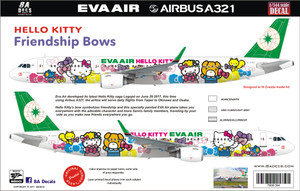 1/144 Scale Decal Eva Air A-321 Hello Kitty Friendship Bows