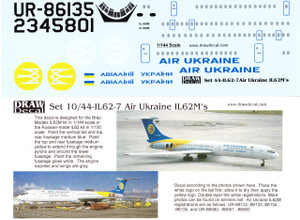 1/144 Scale Decal Air Ukraine IL-62M