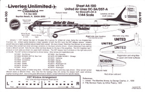 1/144 Scale Decal United DC-3A /  DST-A