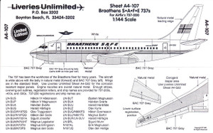1/144 Scale Decal Braathens S.A.F.E. 737-200