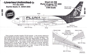 1/144 Scale Decal Pluna 737-200