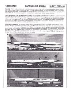 1/200 Scale Decal Dan-Air London / Hapag-Lloyd A300-B4