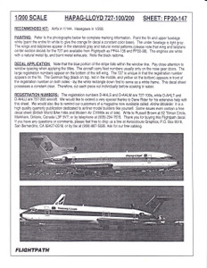 1/200 Scale Decal Hapag-Lloyd 727-100 / 200