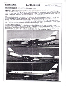 1/200 Scale Decal Laker Airways A300-B4