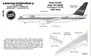 1/200 Scale Decal USAir 767-200ER