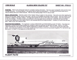 1/200 Scale Decal Alaska Airlines 727-200