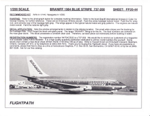 1/200 Scale Decal Braniff 737-200 BLUE STRIPE