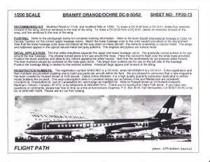 1/200 Scale Decal Braniff International DC8-50 / 62 ORANGE / OCHRE