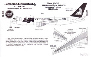 1/200 Scale Decal LAM Mozambique 767-200