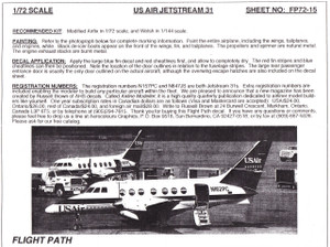 1/72 Scale Decal USAir Express BAe 31 Jetstream