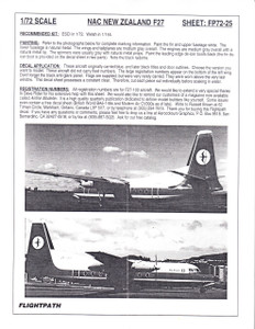 1/72 Scale Decal NAC / Air New Zealand F-27