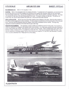 1/72 Scale Decal Air UK F-27-200