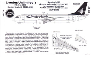1/200 Scale Decal Garuda International 737-300 / 400 / 500