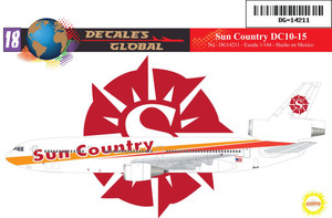 1/144 Scale Decal Sun Country DC10-15
