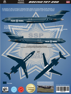 1/144 Scale Decal Mexican Policia Federal 727-200 LIMITED EDITION