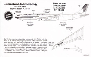 1/144 Scale Decal Gulf Air A-340