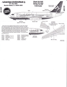 1/144 Scale Decal Aloha 737-200