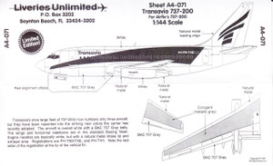 1/144 Scale Decal Transavia 737-200