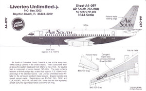 1/144 Scale Decal Air South 737-200
