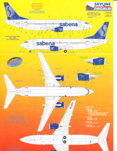 1/144 Scale Decal Sabena 737-200 / 300 / 400 / 500