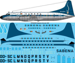 1/144  Scale Decal Sabena Convair 440 Metropolitan