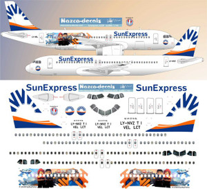 1/144 Scale Decal Sunexpress (Avion Express ) wetlease A-320 w/ Special Titles
