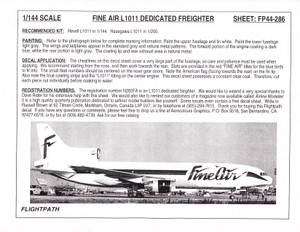 1/144 Scale Decal Fine Air L-1011 Freighter
