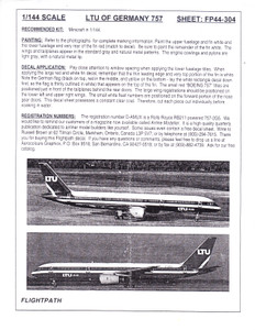 1/144 Scale Decal LTU of Germany 757