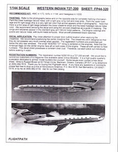 1/144 Scale Decal Western 727-200 INDIAN HEAD
