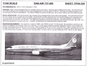 1/144 Scale Decal Dan-Air London 737-400
