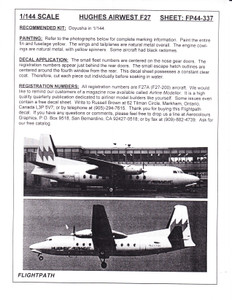1/144 Scale Decal Hughes Airwest F-27