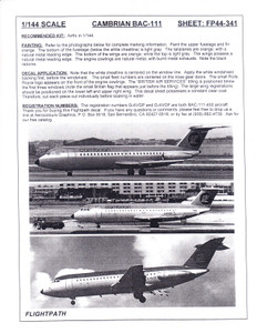 1/144 Scale Decal Cambrian Airways BAC-111