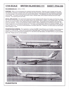 1/144 Scale Decal British Island Airways BAC-111