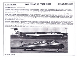 1/144 Scale Decal TWA MD-80 WINGS OF PRIDE