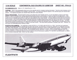 1/144 Scale Decal Continental 707-20B / B720