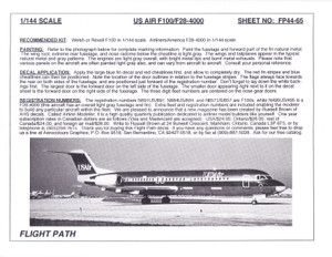 1/144 Scale Decal USAir F-100 / F28-4000