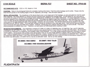 1/144 Scale Decal Iberia F-27
