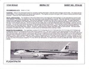 1/144 Scale Decal Iberia 757-200