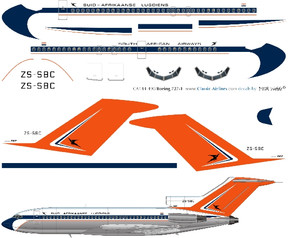 1/144 Scale Decal South African Airways 727-100