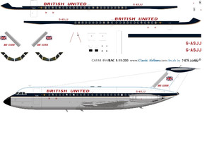 1/144 Scale Decal British United BAC-111 DELIVERY