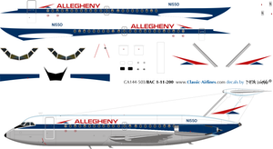 1/144 Scale Decal Allegheny BAC 111-200