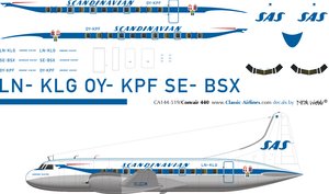 1/144 Scale Decal SAS Convair 440