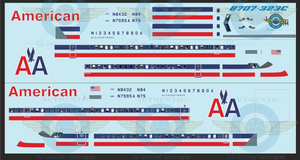 1/144 Scale Decal American Airlines 707-323C With Lifelike Cockpit & Windows