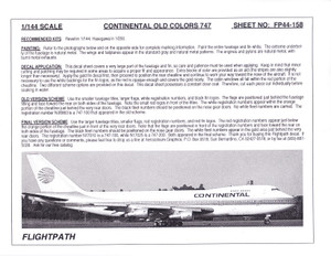 1/144 Scale Decal Continental 747