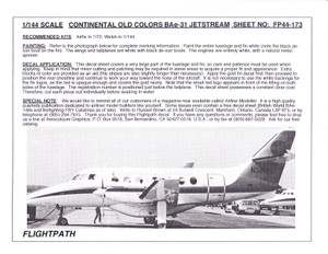 1/144 Scale Decal Continental BAe-31 Jetstream