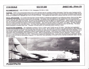 1/144 Scale Decal ICS 737-200