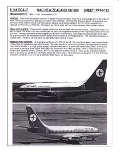 1/144 Scale Decal NAC New Zealand 737-200