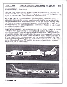 1/144 Scale Decal TAT European Airlines F-100